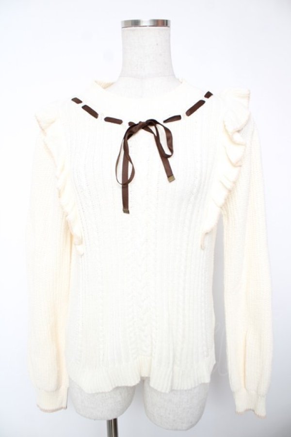 画像1: axes femme / バイカラーフリルニットプルオーバー F 生成り Y-25-12-22-071-AX-TO-SZ-ZY (1)