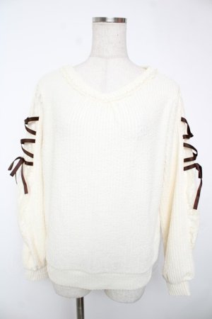 画像: axes femme / 袖レースアップデザインプルオーバー F 生成り Y-25-12-22-074-AX-TO-SZ-ZY