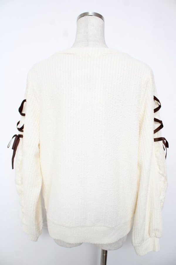 画像2: axes femme / 袖レースアップデザインプルオーバー F 生成り Y-25-12-22-074-AX-TO-SZ-ZY (2)