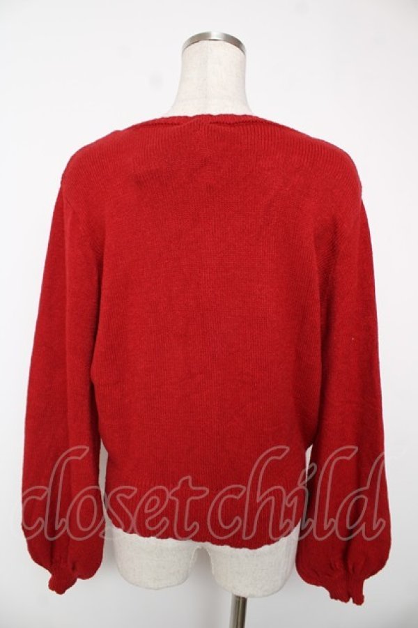 画像2: axes femme / ハート刺繍ニットカーデ  赤 Y-25-12-22-075-AX-TO-SZ-ZY (2)