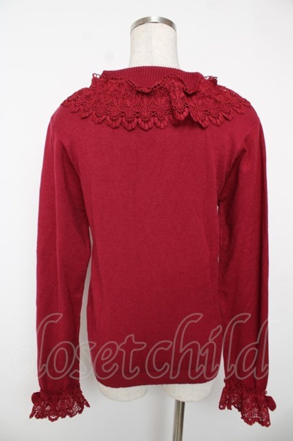 画像2: axes femme kawaii / レーシーフリルニットプル  赤 Y-25-12-22-078-AX-TO-SZ-ZY (2)