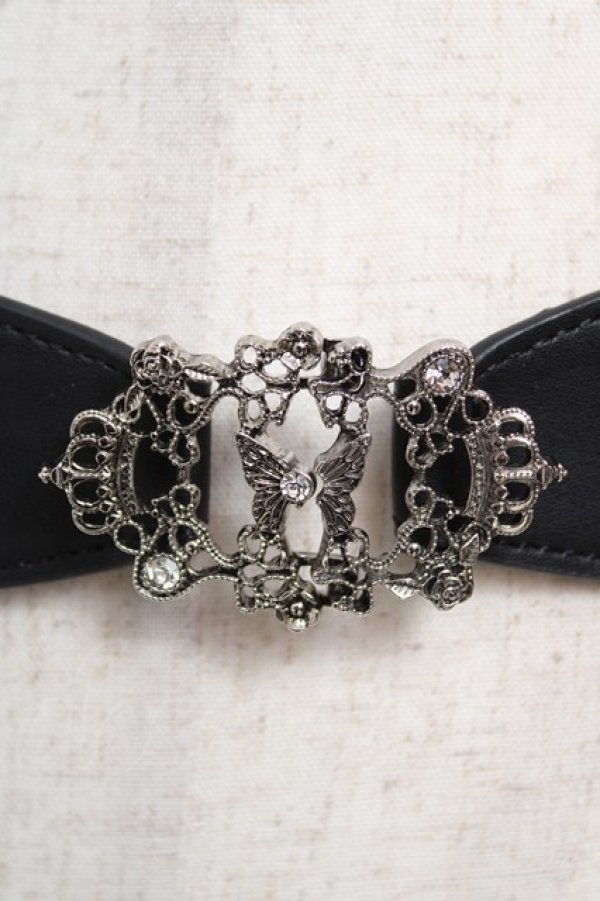 画像2: axes femme / リボンデザイン細ゴムベルト  黒 Y-25-12-22-012-AX-ZA-SZ-ZY (2)