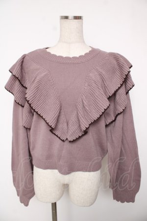 画像: axes femme POETIQUE / ステッチデザインフリルニット  ラベンダー Y-25-12-22-081-AX-TO-SZ-ZY