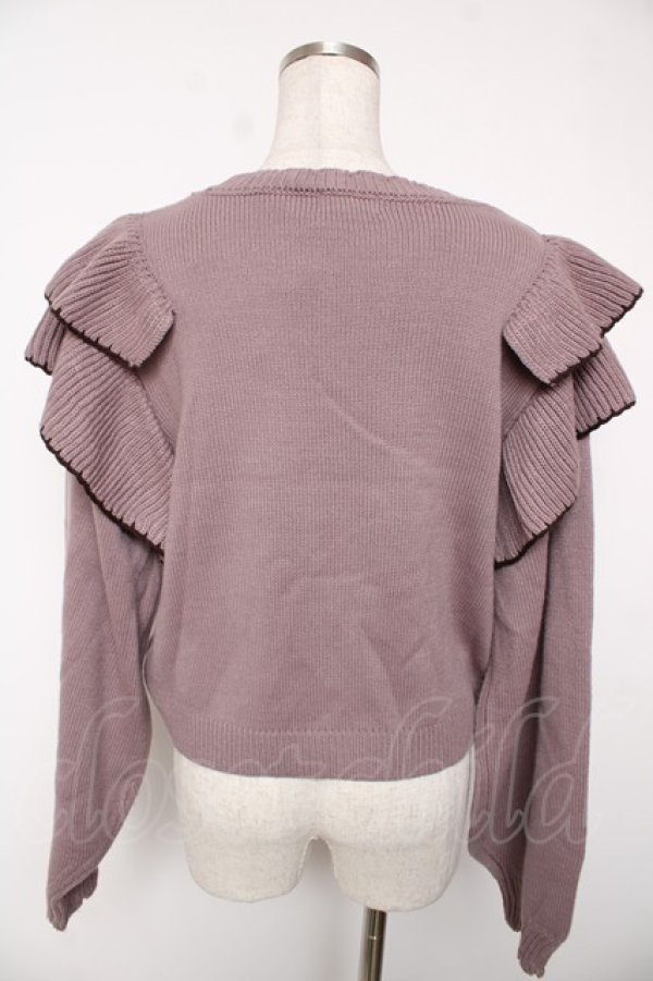 画像2: axes femme POETIQUE / ステッチデザインフリルニット  ラベンダー Y-25-12-22-081-AX-TO-SZ-ZY (2)