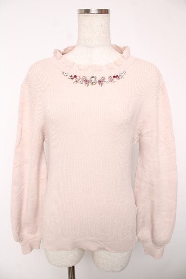 画像1: axes femme / ビジューニットプルオーバー M ピンク Y-25-12-22-082-AX-TO-SZ-ZY (1)