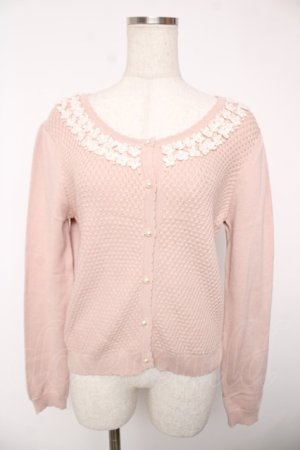 画像: axes femme / お花レースカーディガン  ピンク Y-25-12-22-084-AX-TO-SZ-ZY