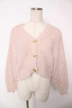 画像: F i.n.t / リボン釦フェザーニットカーディガン F ピンク Y-25-12-22-085-CA-TO-SZ-ZY