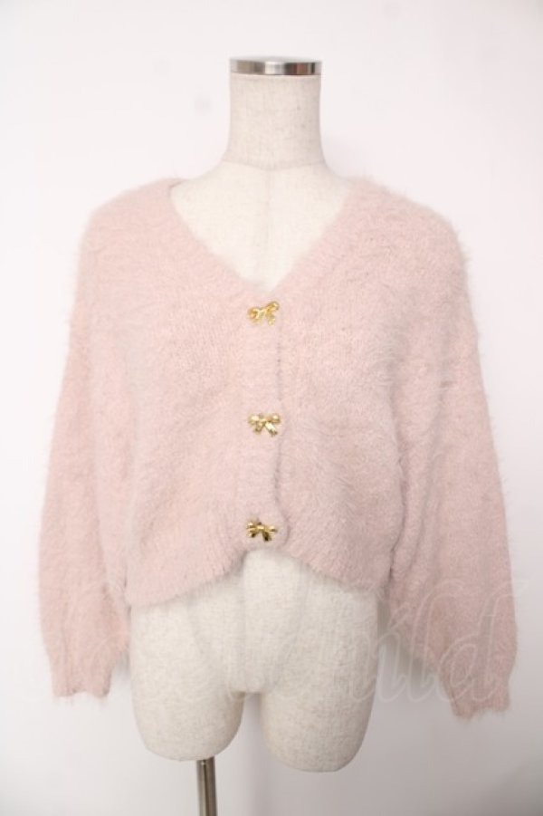 画像1: F i.n.t / リボン釦フェザーニットカーディガン F ピンク Y-25-12-22-085-CA-TO-SZ-ZY (1)