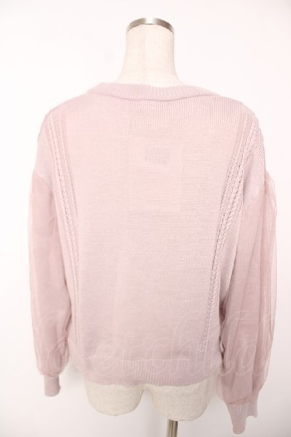 画像2: axes femme / 袖チュールケーブルニットカーディガン F ピンク Y-25-12-22-086-AX-TO-SZ-ZY (2)
