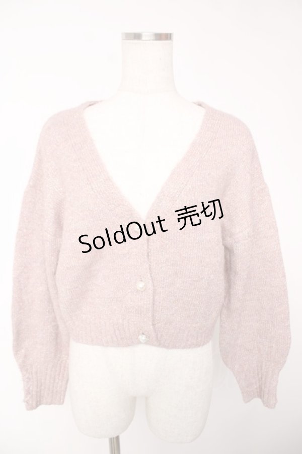 画像1: axes femme / ラメショートニットカーディガン  ピンク Y-25-12-22-087-AX-TO-SZ-ZS (1)