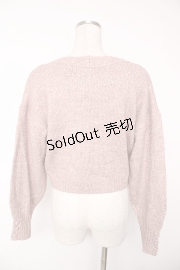 画像2: axes femme / ラメショートニットカーディガン  ピンク Y-25-12-22-087-AX-TO-SZ-ZS (2)