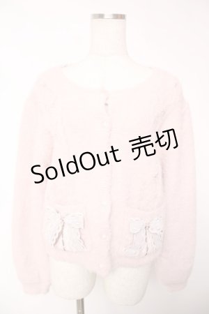 画像: axes femme / リボン付フェザーニットカーディガン F ピンク Y-25-12-22-089-AX-TO-SZ-ZS