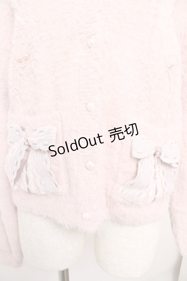 画像3: axes femme / リボン付フェザーニットカーディガン F ピンク Y-25-12-22-089-AX-TO-SZ-ZS (3)