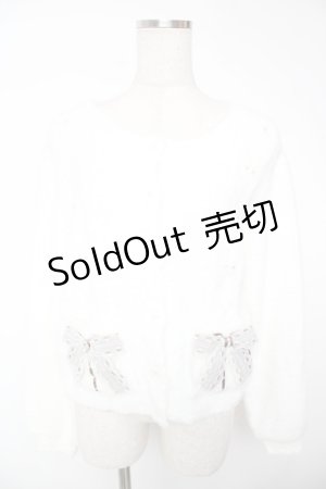 画像: axes femme / リボン付フェザーニットカーディガン F 白 Y-25-12-22-090-AX-TO-SZ-ZS