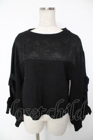 画像: axes femme NOSTALGIE / レース切替ニット  黒 Y-25-12-22-091-AX-TO-SZ-ZY