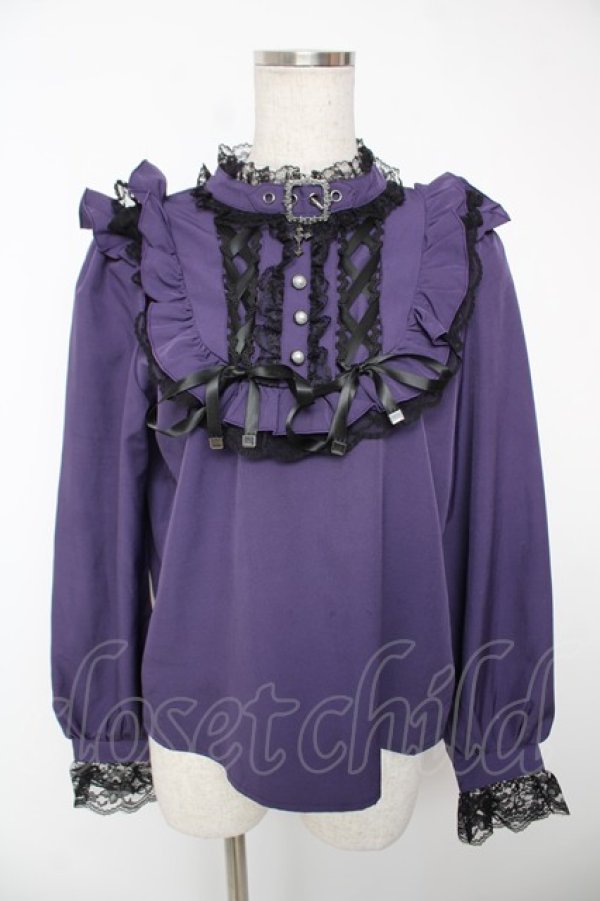 画像1: NOEMIE / ゴシックチョーカーバックルレースアップブラウス M 紫 Y-25-12-22-092-LO-BL-SZ-ZY (1)