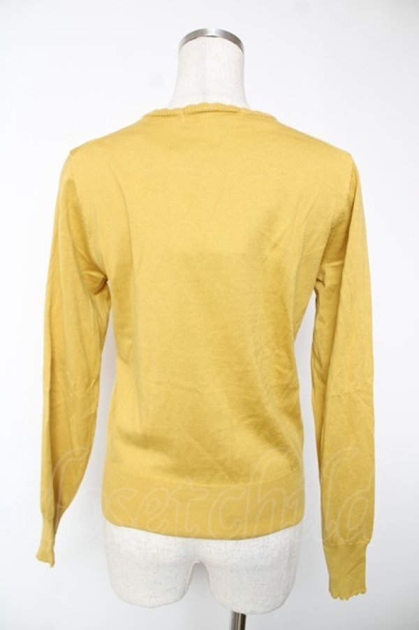 画像2: Jane Marple / クラウンエンブロイダリーのカーディガン M マスタード Y-25-12-22-100-JM-TO-SZ-ZY (2)
