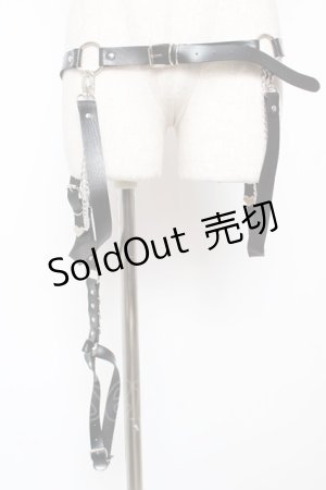 画像: LISTEN FLAVOR / レッグガーター付2wayハーネスチェーンベルト  黒 Y-25-12-22-016-PU-ZA-SZ-ZY