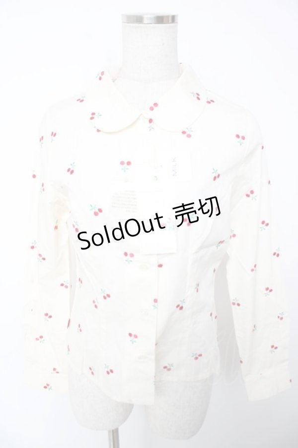 画像1: MILK / チェリー刺繍シャツ  アイボリー Y-25-12-22-112-ML-BL-SZ-ZY (1)