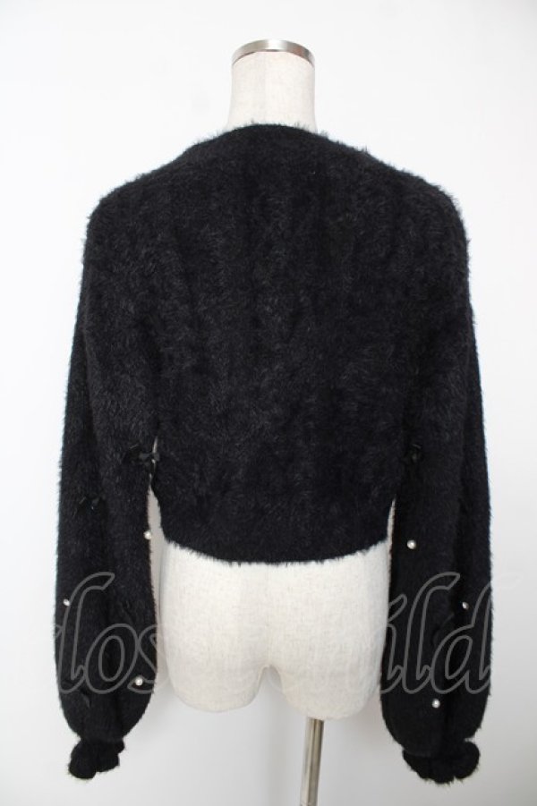 画像2: NOEMIE / メニーリボンビジューフわふわシャギーカーデ M 黒 Y-25-12-22-113-LO-TO-SZ-ZY (2)