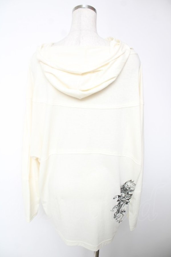 画像2: ALGONQUINS / 表ステッチ加工スカルptフーディートップス F アイボリー Y-25-12-22-115-AL-TO-SZ-ZY (2)