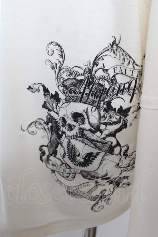 画像3: ALGONQUINS / 表ステッチ加工スカルptフーディートップス F アイボリー Y-25-12-22-115-AL-TO-SZ-ZY (3)