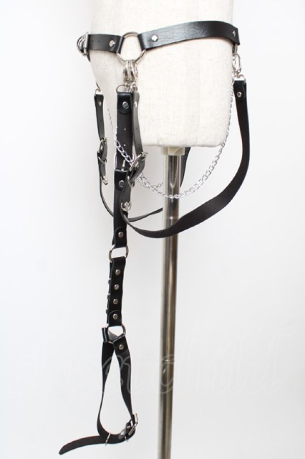 画像3: LISTEN FLAVOR / レッグガーター付2wayハーネスチェーンベルト  黒 Y-25-12-22-016-PU-ZA-SZ-ZY (3)