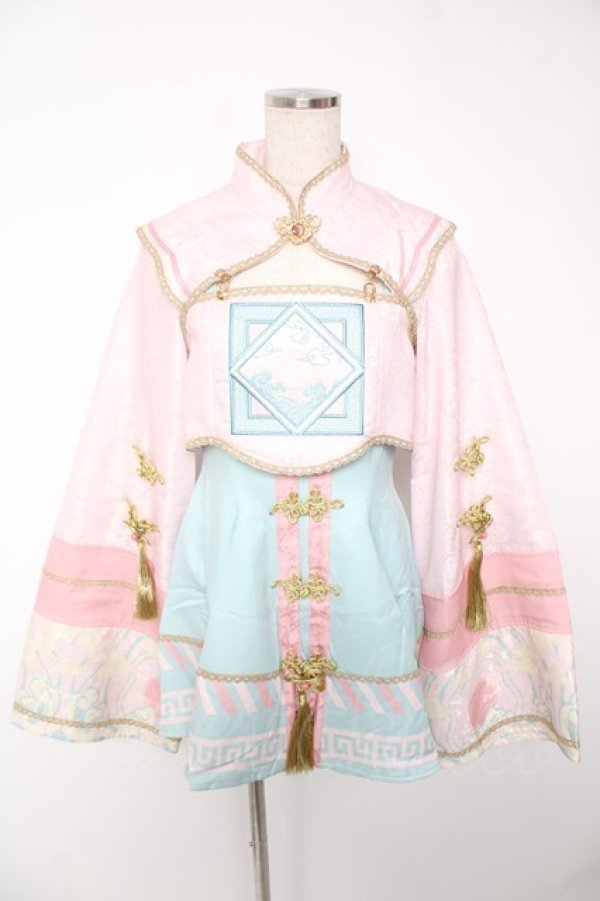 画像1: 櫻姫 / キョンシーロリィタ フルセット S ピンク×サックス Y-25-12-22-124-LO-OP-SZ-ZY (1)