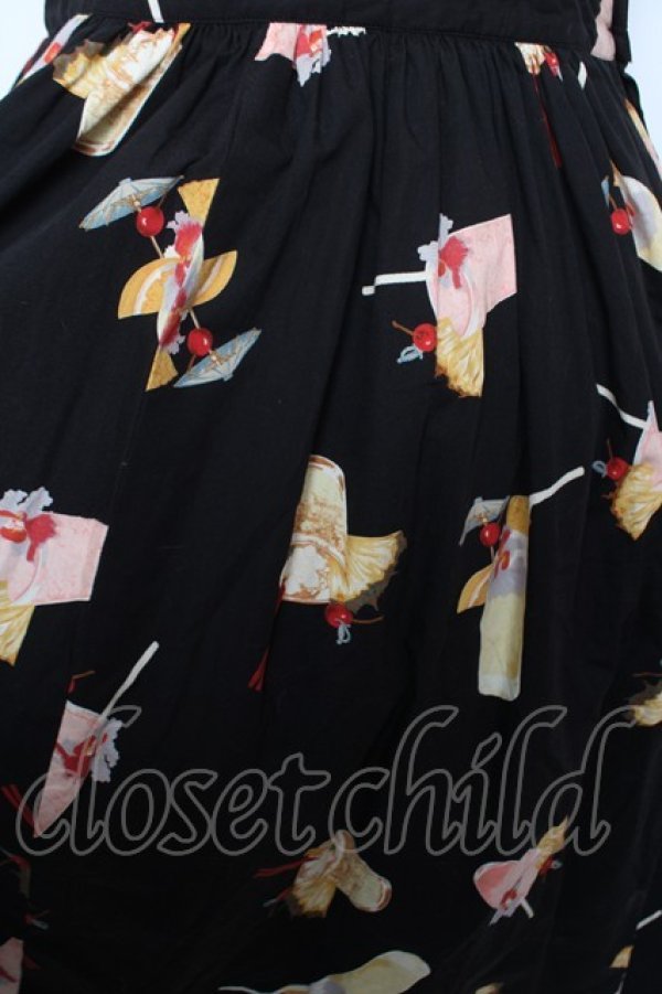 画像3: PINK HOUSE / カクテル柄サロペットスカート F 黒 Y-25-12-22-126-LO-OP-SZ-ZY (3)