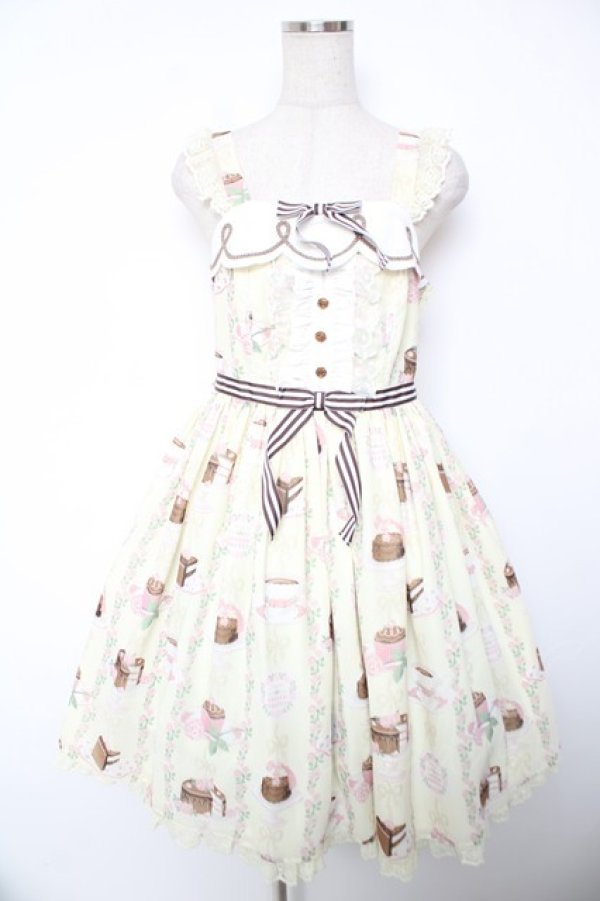 画像1: Angelic Pretty / Chocolate Teatimeジャンパースカート  イエロー Y-25-12-22-127-AP-OP-SZ-ZY (1)