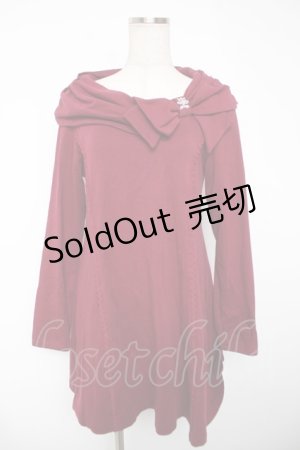 画像: axes femme / リボンカラーチュニック M ワイン Y-25-12-22-133-AX-OP-SZ-ZS