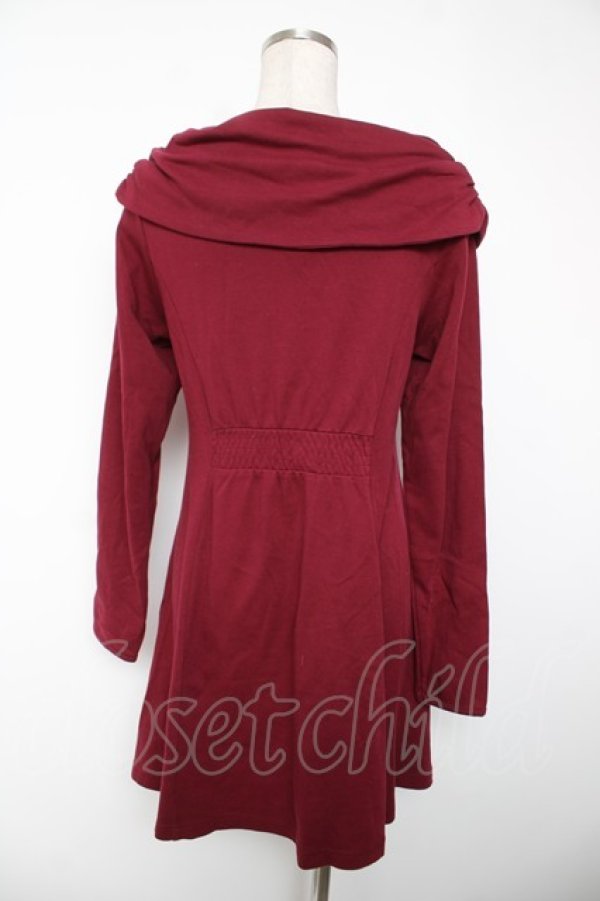 画像2: axes femme / リボンカラーチュニック M ワイン Y-25-12-22-133-AX-OP-SZ-ZY (2)