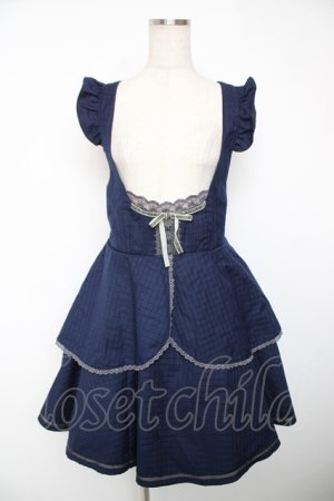 画像: axes femme POETIQUE / チェック柄スウィートジャンドレ M 紺 Y-25-12-22-138-AX-SK-SZ-ZY