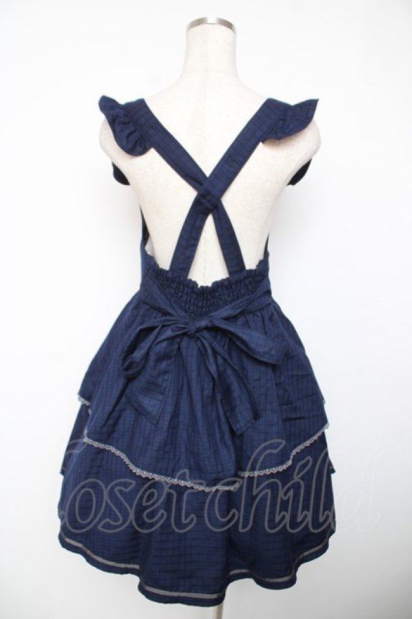 画像2: axes femme POETIQUE / チェック柄スウィートジャンドレ M 紺 Y-25-12-22-138-AX-SK-SZ-ZY (2)