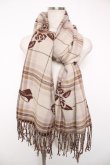 画像1: axes femme / チェック×バラ柄ストール  生成り Y-25-12-22-020-AX-ZA-SZ-ZY (1)