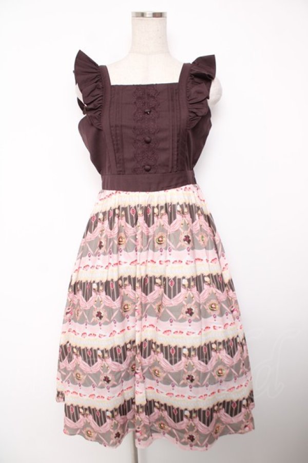 画像1: axes femme POETIQUE / ガトーシュクレフリルワンピース M 茶 Y-25-12-22-141-AX-OP-SZ-ZY (1)