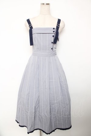 画像: axes femme / バックリボンストライプジャンパースカート F サックス Y-25-12-22-142-AX-OP-SZ-ZY