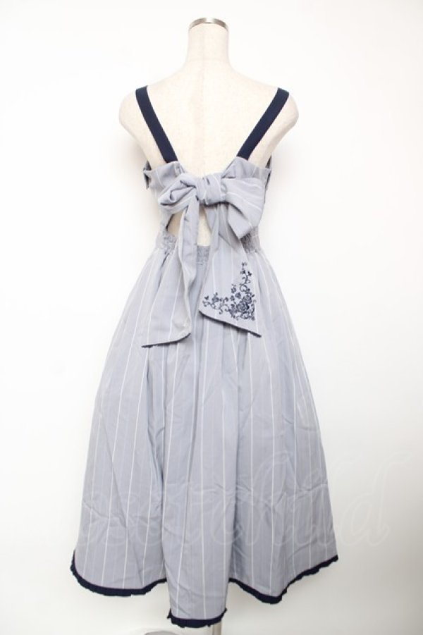 画像2: axes femme / バックリボンストライプジャンパースカート F サックス Y-25-12-22-142-AX-OP-SZ-ZY (2)