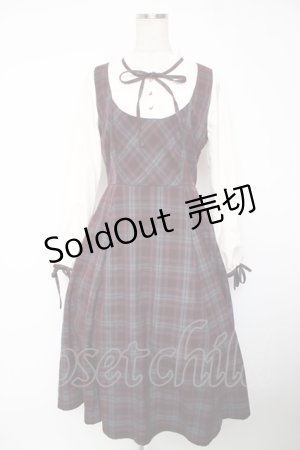 画像: axes femme / チェック柄ドッキングワンピース F ワイン Y-25-12-22-144-AX-OP-SZ-ZS