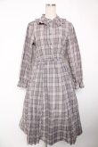 画像1: axes femme / プリーツ切替チェック柄ワンピース M ラベンダー Y-25-12-22-145-AX-OP-SZ-ZY (1)