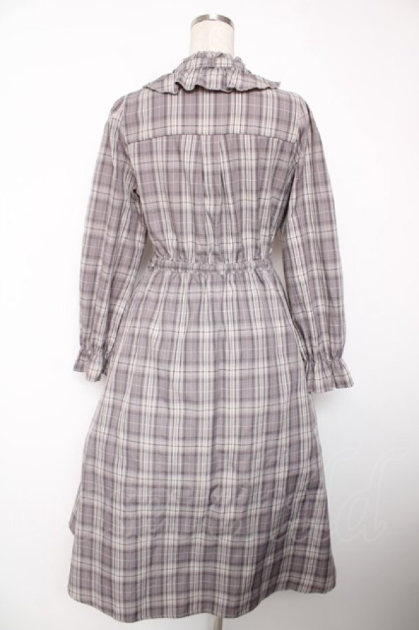 画像2: axes femme / プリーツ切替チェック柄ワンピース M ラベンダー Y-25-12-22-145-AX-OP-SZ-ZY (2)