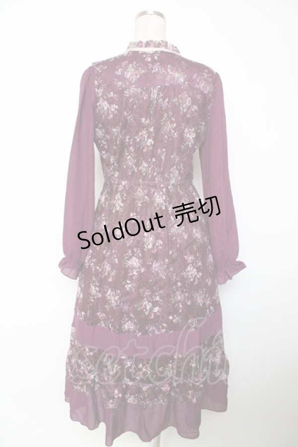 画像2: axes femme / フラワープリントレーシーワンピース M ワイン Y-25-12-22-146-AX-OP-SZ-ZY (2)