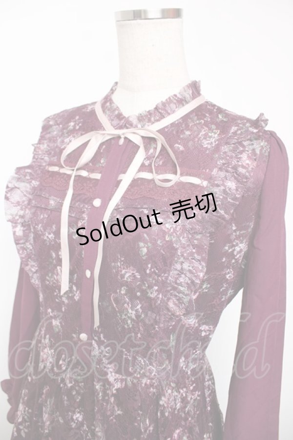 画像3: axes femme / フラワープリントレーシーワンピース M ワイン Y-25-12-22-146-AX-OP-SZ-ZY (3)