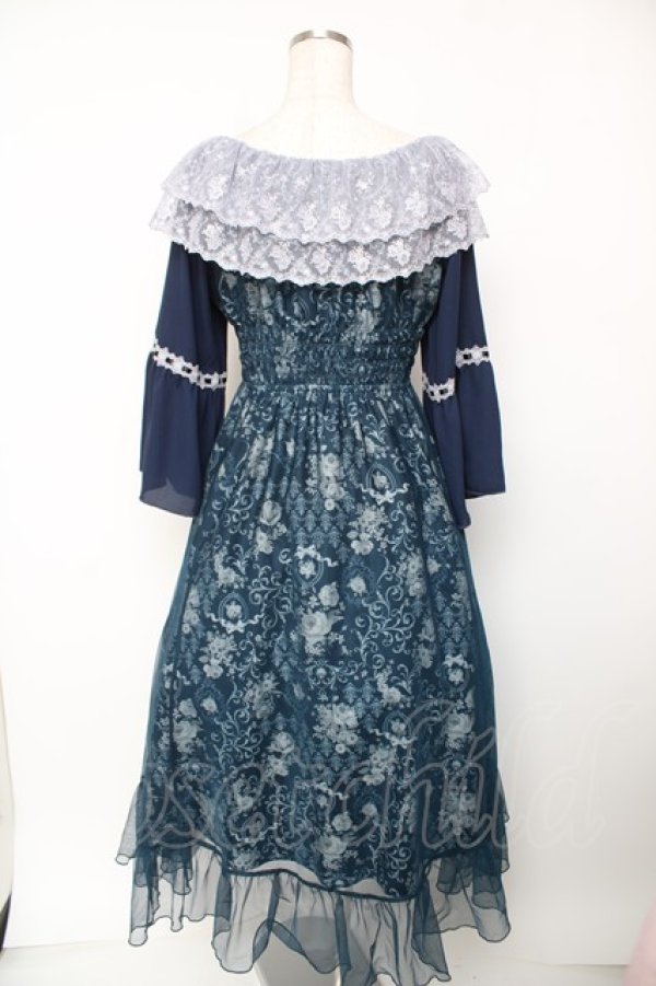 画像2: axes femme / オーナメント柄レース重ワンピース F 紺 Y-25-12-22-148-AX-OP-SZ-ZY (2)