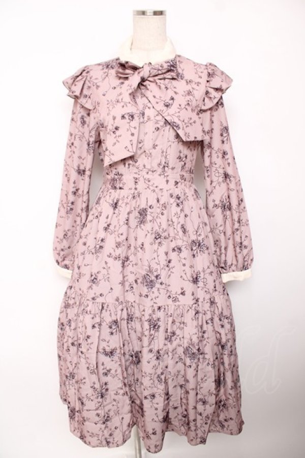 画像1: axes femme POETIQUE / トワルドジュイ風花柄ワンピース M ピンク Y-25-12-22-149-AX-OP-SZ-ZY (1)