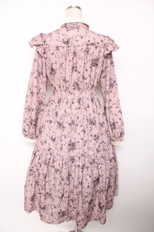 画像2: axes femme POETIQUE / トワルドジュイ風花柄ワンピース M ピンク Y-25-12-22-149-AX-OP-SZ-ZY (2)