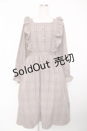 画像: m petit by misako / CHKフリルOPナガ ワンピース M 中茶 Y-25-12-22-154-LO-OP-SZ-ZY