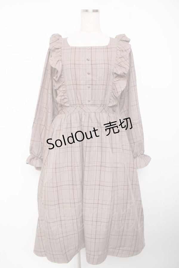 画像1: m petit by misako / CHKフリルOPナガ ワンピース M 中茶 Y-25-12-22-154-LO-OP-SZ-ZY (1)