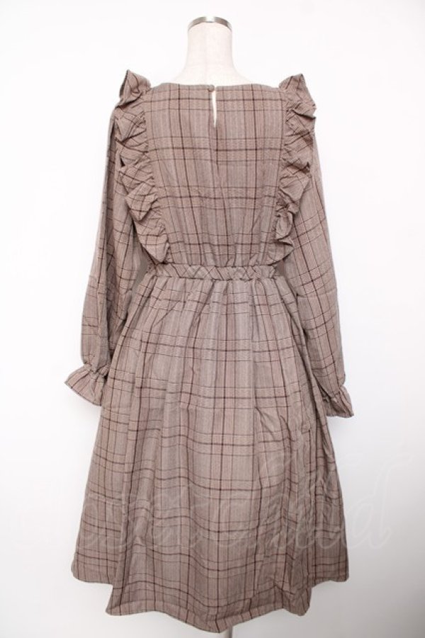 画像2: m petit by misako / CHKフリルOPナガ ワンピース M 中茶 Y-25-12-22-154-LO-OP-SZ-ZY (2)