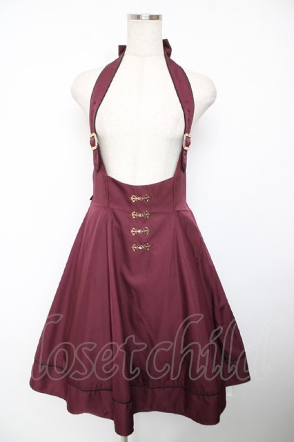 画像1: Amavel / アンティークバックルホルターリボンジャンパースカート M ワイン Y-25-12-22-155-CA-OP-SZ-ZY (1)